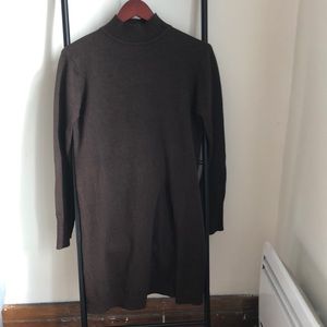 Chocolate sweater dress with slit